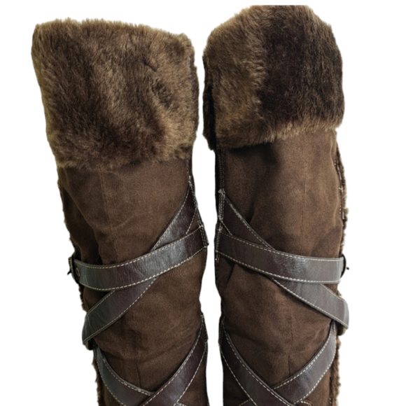 Canyon River Blues Suede Fur Lined Knee High Winter Women's Brown Boots 8 1/2 - Picture 6 of 16